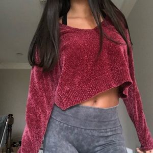 Cropped chenille sweater